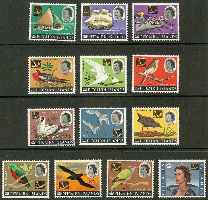 1967 PIT - SG69-81 Pitcairn Birds and Boats Set (13) MNH